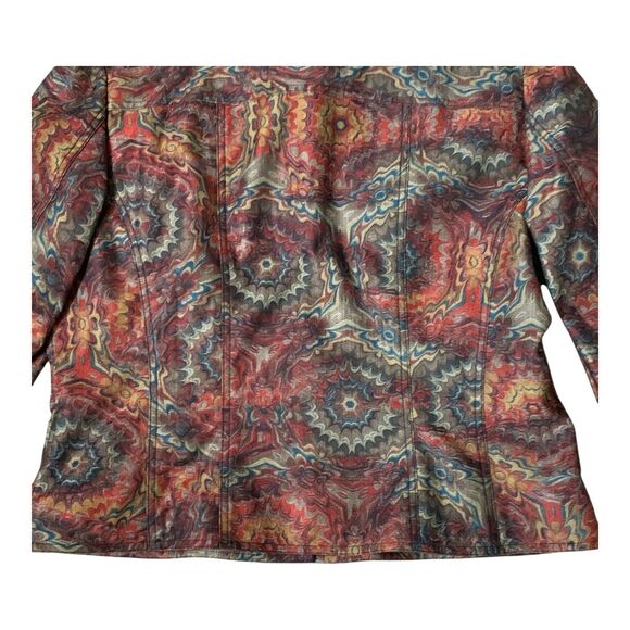 Coldwater Creek Jacket LARGE Multi Color Lined Artsy Long Sleeve Button Up - Picture 13 of 16
